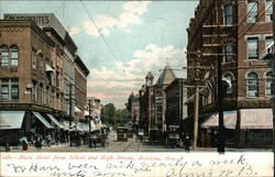 Main Street from School and High Streets Brockton, MA Postcard Postcard