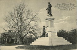 Roger William's Statue and Betsey William's House at Roger William's Park Postcard