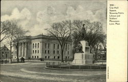 City Hall Square showing Public Library and Soldiers Monument Postcard