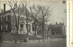 City Hall, Library, English and Latin High Schools Postcard