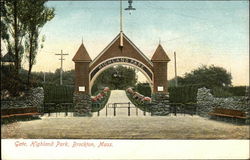 Highland Park - Gate Brockton, MA Postcard Postcard