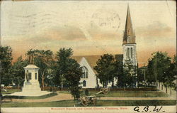 Monument Square and Christ Church Fitchburg, MA Postcard Postcard