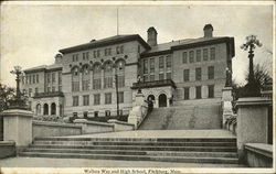 Wallace Way and High School Fitchburg, MA Postcard Postcard