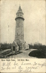 Water Works Tower Fall River, MA Postcard Postcard