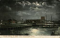 Chelsea Bridge at Night, From Charlestown, Mass Postcard