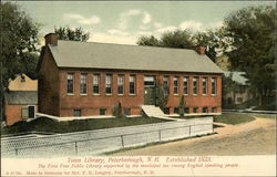 Town Library, Established 1833, The First Free Public Library Supported by the Municipal Tax Postcard