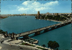 The Nile and Tahrir Bridge Cairo, Egypt Africa Postcard Postcard