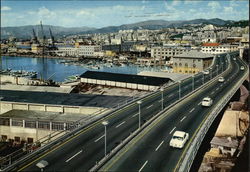 Port with Elevated Motor-road Genova, LIGURIA Italy Postcard Postcard