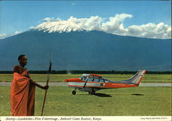 Airstrip, Amboseli Game Reserve, Kenya Aircraft Postcard Postcard