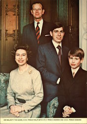 Her Majesty the Queen, H.R.H. Prince Philip with H.R.H. Prince Andrew and H.R.H. Prince Edward Postcard