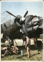 Working on Junkers Ju-88 Airplane Postcard