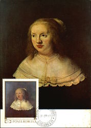 Portrait of a Woman by Rembrandt Harmansz Postcard