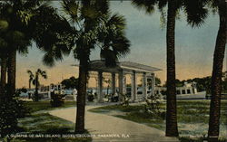 Glimpse of Bay Island Hotel Grounds Postcard