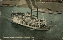 Excursion Steamer, Ohio River Cincinnati, OH Postcard Postcard