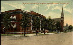 High School and Baptist Church, Central Avenue Valdosta, GA Postcard Postcard