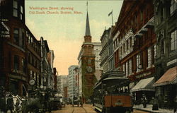 Washington Street and Old South Church Postcard