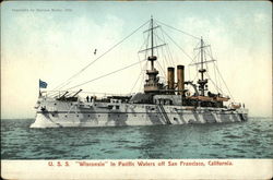 U.S.S. "Wisconsin" in Pacific Waters off San Francisco, California Battleships Postcard Postcard