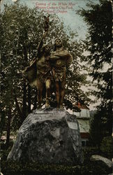 Coming of the White Man Bronze Group in City Park Postcard