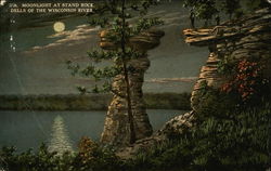 Moonlight at Stand Rock Dells of the Wisconsin River Postcard