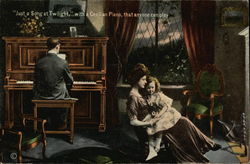 Just a Song at Twilight with a Cecilian Piano That Anyone Can Play Advertising Postcard Postcard