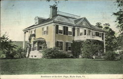 Residence of Ex-Governor Page Hyde Park, VT Postcard Postcard