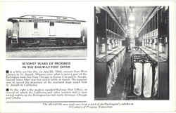 Seventy Years Of Progress In The Railway Post Office Trains, Railroad Postcard Postcard