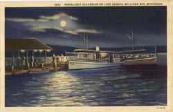 Moonlight Excursion On Lake Geneva Williams Bay, WI Postcard Postcard