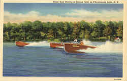 Motor Boat Racing At Bemus Point Chautauqua Lake, NY Postcard Postcard