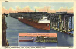 Loading Iron Ore Into Giant Freighters On Lake Superior Postcard