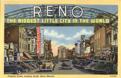 Reno The Biggest Little City In The World, Virginia Street Nevada Postcard Postcard