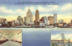 Detroit Michigan As Seen From Windsor Postcard