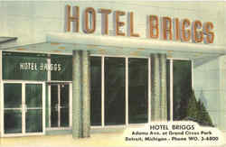 Hotel Briggs, Grand Circus Park Postcard