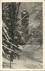 View of Tower in Snow Postcard