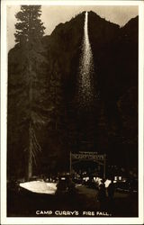 Camp Curry's Fire Fall Postcard