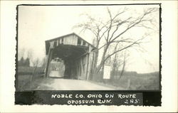 Covered Bridge In Noble County Ohio, Opossum Run Postcard Postcard