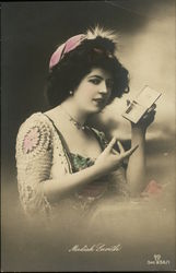 Portrait of Woman With Cigarette Case Women Postcard Postcard