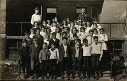 School Children on School Steps Postcard