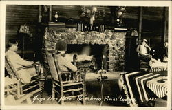 Huge Fireplace, Cambria Pines Lodge Postcard