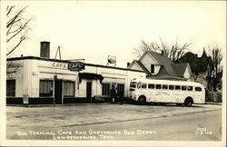 Bus Terminal Cafe and Greyhound Bus Depot Postcard