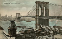 Brooklyn Bridge Spanning The East River New York, NY Postcard Postcard