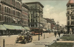 High Street, Corner Dwight Holyoke, MA Postcard Postcard