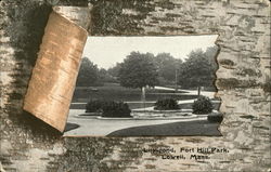 Lily Pond, Fort Hill Park Lowell, MA Postcard Postcard