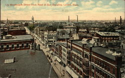 Up Merrimack Street From Roof of Sun Building Lowell, MA Postcard Postcard