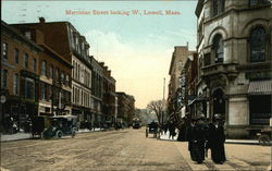 Merrimac Street Looking West Lowell, MA Postcard Postcard