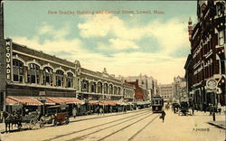 New Bradley Building and Central Street Lowell, MA Postcard Postcard