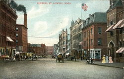 Central Street Lowell, MA Postcard Postcard