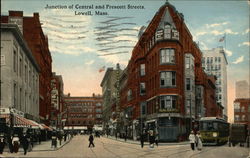 Junction of Central and Prescott Streets Lowell, MA Postcard Postcard