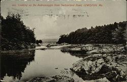 Looking up the Androscoggin From Switzerland Road Lewiston, ME Postcard Postcard