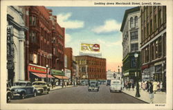 Looking Down Merrimack Street Postcard