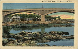 Pawtucketville Bridge and Dam Lowell, MA Postcard Postcard